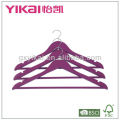Dark purple wooden shirt hanger with round bar and U notches